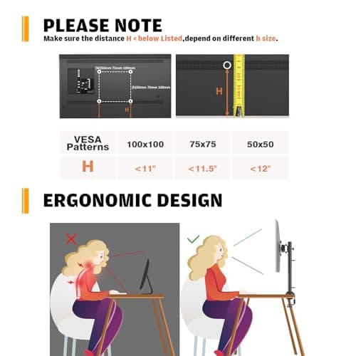 Hemudu Single Desk Monitor Arm Mount Stand Fit for 13 inch to 32 inch Flat Curved Computer Screen with Swivel, Height Adjustable, Rotation,Holds up to 77lbs, White 9