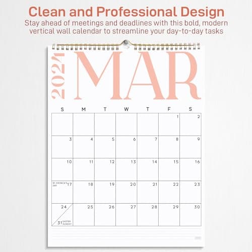 S&O Modern Vertical Wall Calendar from January 2024-June 2025 - Tear-Off Monthly Calendar - 18 Month Academic Wall Calendar - Hanging Calendar to Track Anniversaries & Appointments - 13.5"x10.5”in 5