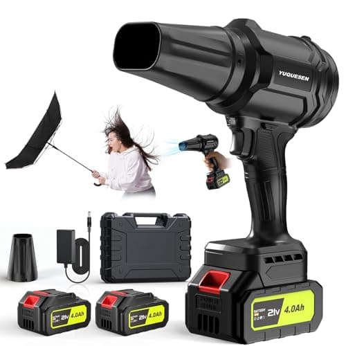 Cordless Leaf Blower, 980,000 RPM Handheld Leaf Blower with 2 X 4.0Ah Batteries & Charger, Lightweight Leaf Blowers for Patio Cleaning, Lawn Care, Leaves, Dust - Jet Black