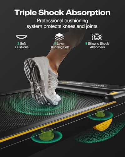 UREVO Smart 2-in-1 Folding Treadmill, Compact Walking Pad with Safety Handle, Plug and Play, Dual LED Display, Workout APP, Walking or Running for Home Office, Remote Included 7