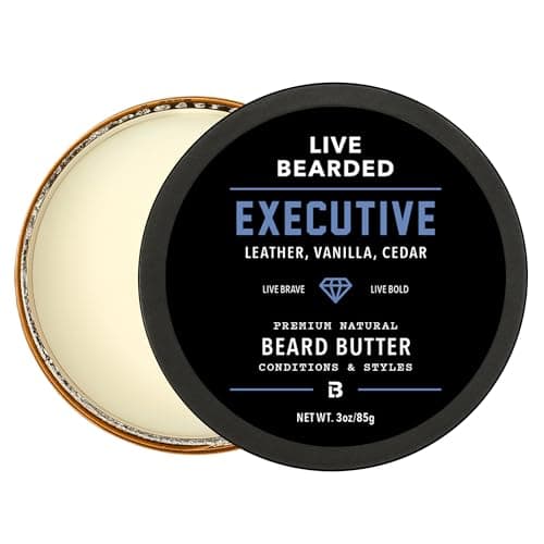 Live Bearded Beard Butter, 3 fl oz - Made in the USA - All-Natural Leave-in Conditioner and Softener with Shea | Executive Scent - Cedar, Vanilla