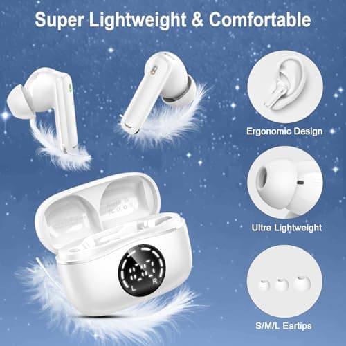 Bluetooth 5.4 Headphones, 3D-Stereo Wireless Earbuds Deep Bass in Ear Buds, 4 ENC Noise Cancelling Mic, 48Hrs USB-C Earphones, IP-X7 Waterproof Headset Sport Gym Workout for Laptop Pad Android iOS 5