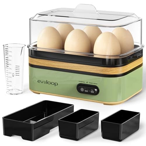 Evoloop Rapid Egg Cooker Electric 6 Eggs Capacity, Soft, Medium, Hard Boiled, Poacher, Omelet Maker Egg Poacher With Auto Shut-Off, BPA Free (Green) 9