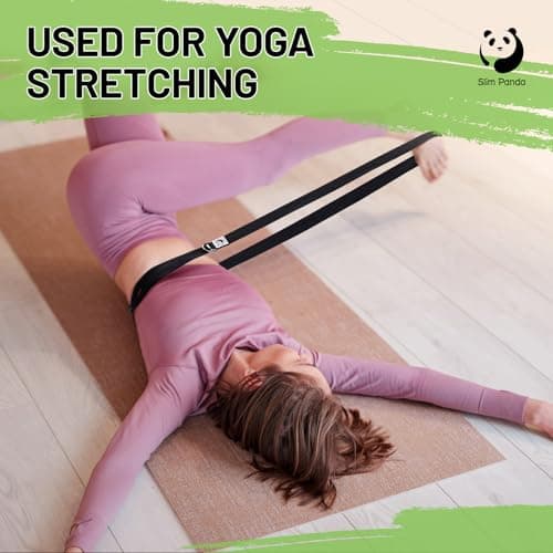 Slim Panda Yoga Strap for Stretching,Cotton Yoga Strap with Adjustable D-Ring Buckle,Non-Elastic Yoga Belt for Pilates,Gym Workouts,Physical Therapy,Improve Flexibility 5
