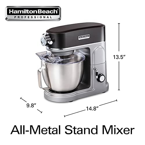 Hamilton Beach Professional All-Metal Stand Mixer with Specialty Attachment Hub, 5 Quart Bowl, 12 Speeds, Includes Flat Beater, Dough Hook, Whisk (63240) 7