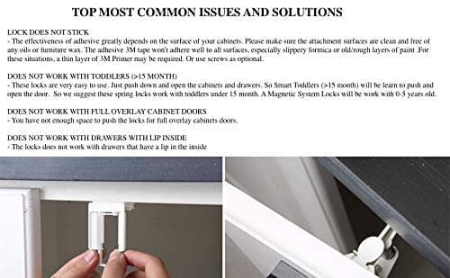 Vmaisi 12 Pack Cabinet Locks Child Safety Latches - Baby Proofing Cabinets Drawer Lock with Adhesive Easy Installation - No Drilling or Extra Screws (White) 9