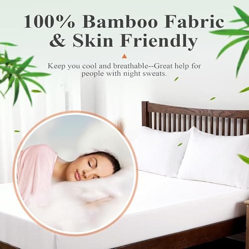 Fitted Sheet 1 Pack Full Size Only Viscose Derived from Bamboo,400 Thread Count,8-16" Deep Pocket,Bottom Sheet Colorfast Soft & Silky & Breathable(1 Fitted sheet Only, White, Full) 7