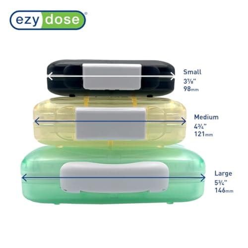 EZY DOSE Moisture-Proof Portable Pill Dispenser, Pocket Purse Organizer, Pharmacy Box, Travel Medication Holder, Latch-Closure to Secure Contents, Oversized Compartments, Airtight Seal, Medium, Black 5