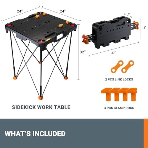 Worx WX066 Sidekick Folding Work Table, Portable All-in-one Work Bench 7