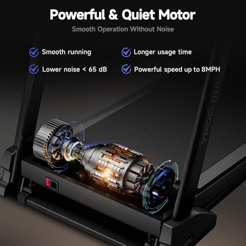 YPOO Treadmills for Home Use, Walking Pad Treadmill with Incline, Auto Foldable Treadmills for Home, 8.0 MPH Running Treadmill with Bluetooth Enabled, 300 lbs User Capacity 6