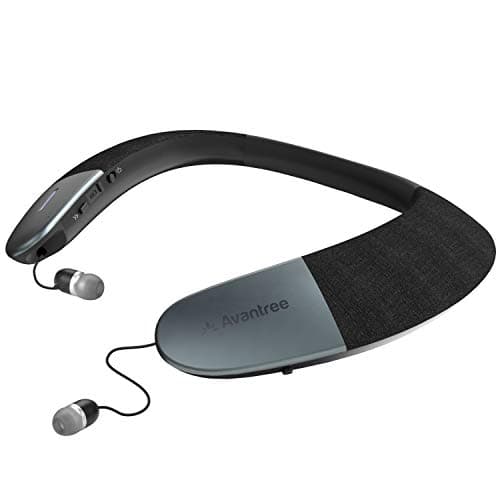 Avantree Torus Wearable Wireless Neck Speaker, Bluetooth 5.0, aptX HD, Low Latency, Personal Neckband Speakers with Retractable Earbuds, Superb Audio Quality, 3D Surround Stereo for Music TV (NB05)