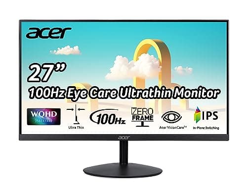 acer SB272U Ebiip 27" WQHD 2560x1440 IPS Zero-Frame Gaming Office Monitor | AMD FreeSync Technology | Ultrathin Stylish Design | 100Hz | 1ms VRB | Low Blue Light | Display Port & 2 x HDMI 2.0 Ports