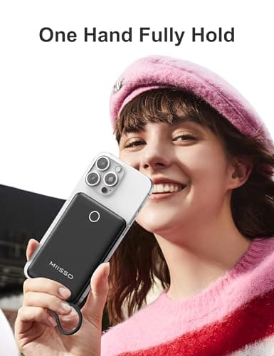 miisso 10000mAh Compatible with iPhone 15/16/17 and Android, Slim Portable Charger with Built in Cable, Power Bank Travel Charger External Battery Pack for Phone, 3 Output USB Type C Cord, Black 5