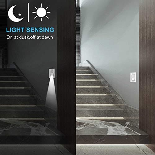 4 Pack Illuminated Light Switch, Lightswitch with LED Night Light, Automatic On/Off Sensor, Single Pole Switch, 15Amp 120/277Volt,White 5