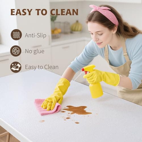 Shelf Liners for Kitchen Cabinets 12in x 20FT, Non Adhesive Drawer Liner Pure White Thickened Shelf Liner Non-Slip Easy to Clean for Tool Box Refrigerator with Knife and Tape Measure 4