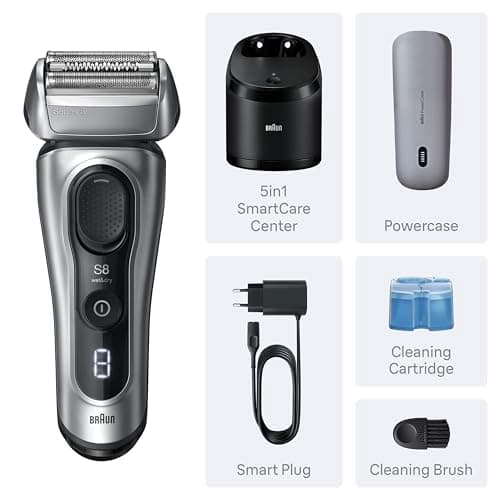 Braun Series 8 Electric Shaver, Shaving Kit with 4+1 Shaving Elements, Precision Long Hair Trimmer, SmartCare Center, PowerCase 6