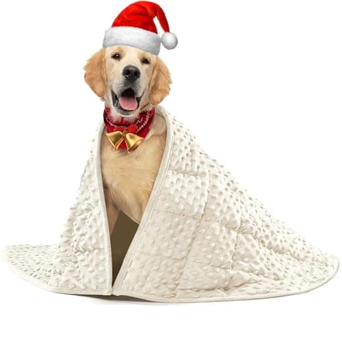 YUSRA Weighted Blanket for Dogs 6Lbs, Large Dog Weighted Blanket Ideal for Thunderstorms, Fireworks, Separation, Travel and Camping, Dog Bed Blanket Machine Washable (Beige, 40 * 47inch)