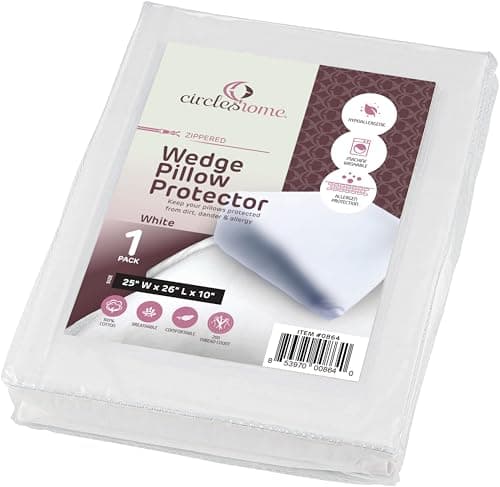 CirclesHome Wedge Pillow Cover 100% Cotton, Zippered Wedge Pillow Case Protector, Soft, Hypoallergenic & Breathable - 25x26x10” 8