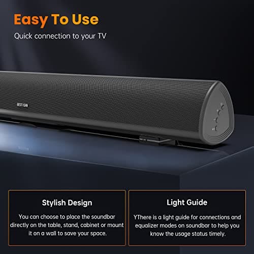 100Watt 40 Inch Soundbar, BESTISAN Sound Bar Wireless and Wired Audio Bluetooth 5.0 TV Speakers with HDMI-ARC Function (2023 Beef UP Version, DSP Audio, Bass Adjustable, Wall Mountable) 6