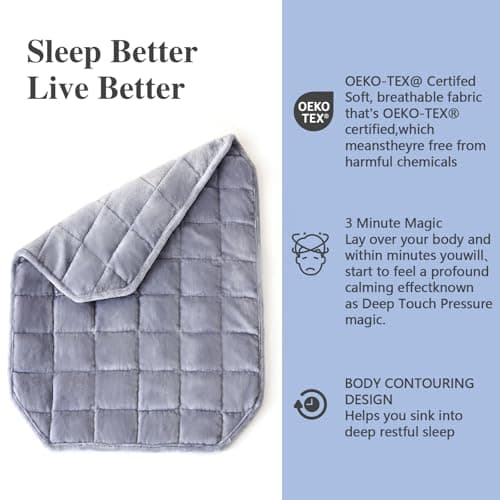 CYMULA Weighted Lap Blanket for Adults, Weighted Lap Pad Blanket for All Seasons (29" x 24" 7lbs, Light Grey) Travel Office Nap, Small Weighted Blanket for Sleeping 6