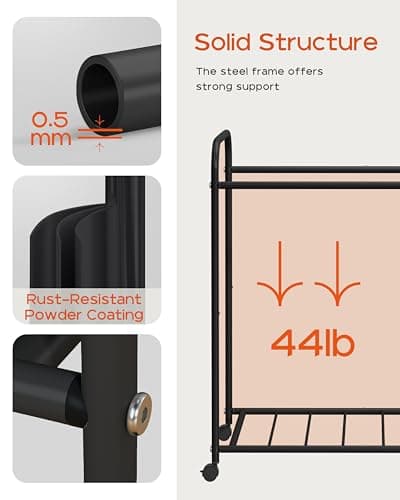 CASAMAYA Laundry Basket with Wheels, 2-Section Rolling Laundry Hamper, Laundry Sorter with Removable Liner, Steel Frame with Handle, 95L, 23.6 x 13 x 25.2 Inches, Black, LHC120B01 6