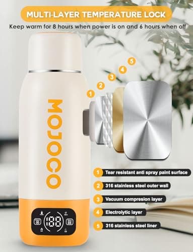 Mojoco Portable Travel Kettle - 20oz Double Wall Vacuum Insulated Stainless Steel Kettle for Coffee, Tea - Leak Proof Portable Small Water Boiler for RV, Camping 3