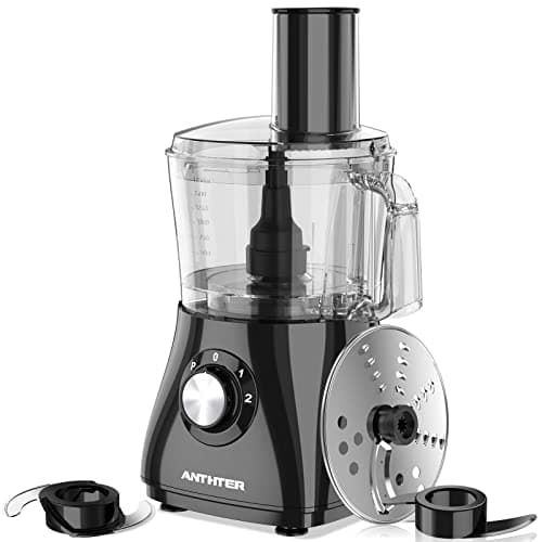 Anthter 600W Professional Food Processor - 7 Cups, Reversible Discs, Blades for Chopping, Slicing, Purees & Dough