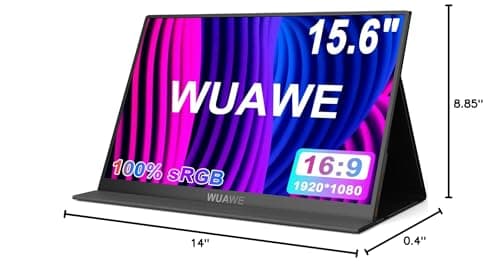 WUAWE Portable Monitor,15.6-AA 1080P 72% NTSC 98% sRGB USB C HDMI Travel Monitor for Laptop, External Second Computer Monitor with HDR Freesync Low Blue Light for PC Mac Phone PS5 Switch 10