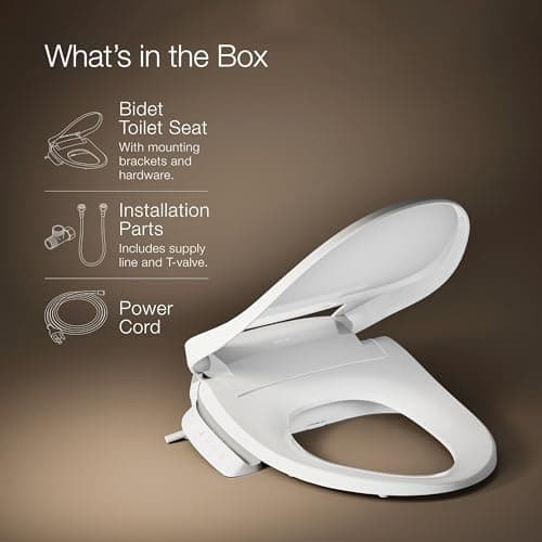 Kohler PureWash E525 Elongated Heated Bidet Toilet Seat, White, Warm Water, Quiet-Close Lid, Self-Cleaning Wand, Adjustable Water Pressure, Side Panel Controls, Easy Installation Bidet Attachment 9