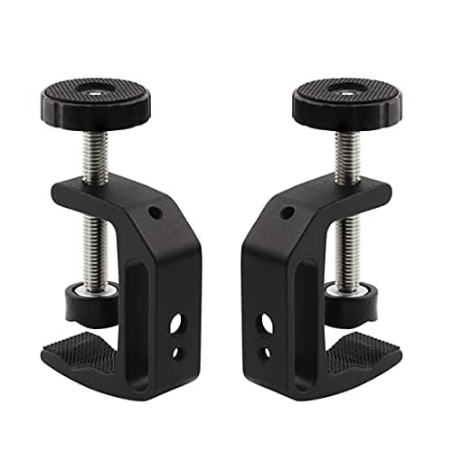 Zeromall Universal C-Clamp Aluminum Support Clamp Desktop Mount Holder Stand with 1/4" and 3/8" Thread Black(2 Pcs)