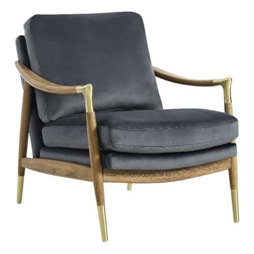Modway Langford Stain-Resistant Performance Velvet Armchair – Mid Century Modern Velvet Chair with Wood Frame – Upholstered Accent Chair for Living Room or Bedroom