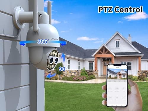 CKK Wireless Security Camera Outdoor, 4MP+4MP HD PTZ Camera for Home Security, Motion Tracking, WiFi, 8X Dual Optical Zoom, Person Detection, Spotlight Color Night Vision, APP Control,No Add to NVR 3