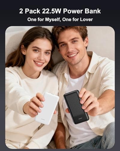 Ansody 2-Pack Portable Charger, 10000mAh 22.5W Compact USB C Power Bank Fast Charging with 2 Outputs & 2 Inputs, LED Display Battery Pack Compatible with iPhone Samsung iPad Tablets, Black & Black 8