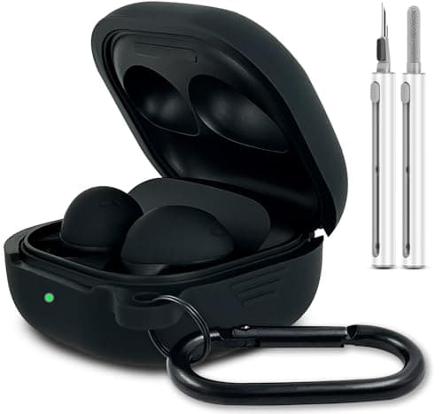 Silicone Case for Samsung Galaxy Buds FE, 2 Pro, 2, Pro, Live with Cleaner Kit (Black)