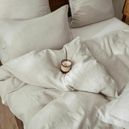 King Linens 100% French Linen Pillow Shams Basic Style - Pack of 2 - Washed Solid Color Natural Flax Soft Breathable - Linen, 20'' x 26'' 8