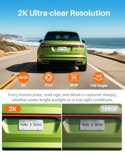 KAWA 2K Tiny Dash Cam, 1296P QHD Mini Car Camera DashCam - Voice Control, G -Sensor, Free 32GB TF Card, Built-in WiFi, APP Control, WDR/3D DNR with Super Night Vision, 24H Parking Mode 5