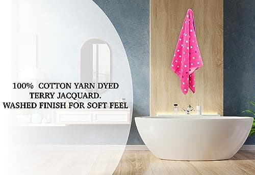 ORIGINAL KIDS 6 Piece Towel Set - Bath Time Sugar & Spice - 2 Towels, 2 Hand Towels, 2 Washcloths - 100% Cotton Jacquard Soft Absorbent Pool Beach Towel Gift - Pink Multicolor 6