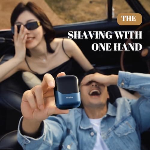Tulzim Electric Foil Shaver for Men: Portable Electric Razor for Beard/Face, 3 Floating Blade LED Display USB-C Fast Rechargeable, IPX7 Waterproof for Travel & Home,Light Blue 7