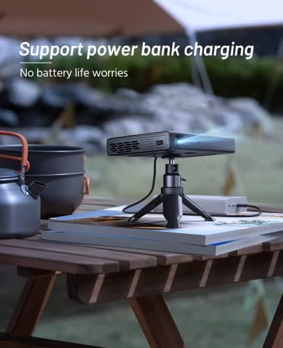 Mini Projector, ELEPHAS DLP Portable Projector with WiFi and Bluetooth, 1080P Outdoor Pocket Rechargeable Wireless Projector for Camping Compatible with iPhone, Android, PS4(Bag and Tripod included) 5