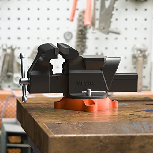VEVOR Bench Vise, 6-inch Jaw Width 5.9-inch Jaw Opening, 360-Degree Swivel Locking Base Multipurpose Vise w/Anvil, Heavy Duty Ductile Iron Workbench Vise w/Bolts & Nuts, for Drilling, Pipe Cutting 7