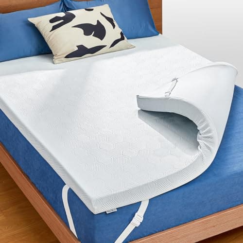 Dreamsmith 3 Inch Gel Memory Foam Mattress Topper Queen, Breathable Pressure Relief, High Density Pad, Washable Cover with Elastic Straps & Non-Slip Bottom, CertiPUR-US Certified, Cooling