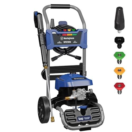 Westinghouse WPX2300e Electric Pressure Washer, 2300 Max PSI and 1.76 Max GPM, Induction Motor, Onboard Soap Tank, Spray Gun and Wand, 5 Nozzle Set, for Cars/Fences/Driveways/Homes/Patios/Furniture