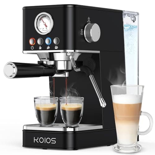 KOIOS Espresso Machine 20 Bar, Upgraded Espresso Maker with Milk Frother Steam Wand, Semi-Automatic Espresso Coffee Machines for Home, Cappuccino, Latte Maker with 58oz Removable Water Tank, Black