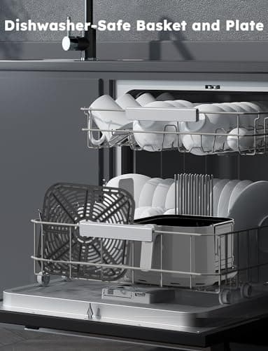 Nuwave Brio Plus 8 Qt Air Fryer, PFAS Free, New & Improved, Digital Touch Screen, Cool White Display, 50°F~400°F in Precise 5°, 5 Cook Functions, 100 Presets & 50 Memory, 3 Wattages 700, 1500, 1800 7