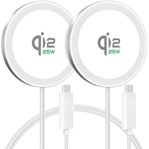 25W Magnetic Wireless Charging Pad: Qi2.2 Qi2 MagSafe Fast Charger for iPhone Air 17e 17 16 15 14 Pro Max, Samsung Galaxy S26 S25, Google Pixel 10 & AirPods, Gift Ideal for Desk Travel (White, 2 Pack)