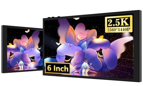 AISHICHEN 6 inch Small Monitor, 2560 * 1440 Portable Monitor 4K HDMI Input 800Cd/㎡, Mini IPS Display Build in Speakers&Earphone Jack 1/4 Screw Hot Shoe Hole for Camera/Raspberry PI/Gaming