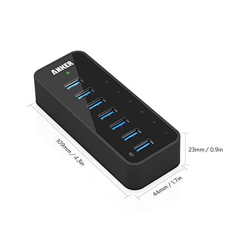 Anker Powered USB Hub for Laptop, 7 Ports USB 3.0 Data Hub, with 36W Power Adapter and BC 1.2 Charging Port for iPhone 7/6s Plus, iPad Air 2, Galaxy S Series, Note Series, Mac, PC, USB-Flash Drives 5