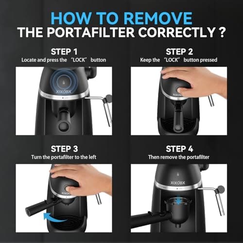 XIXUBX Coffee Machine, 3.5 Bar Espresso & Cappuccino Machine with Steam Wand, Compact Design Coffee Maker for Latte, Safety Lock & Tritan Cups, 800w, Black 8