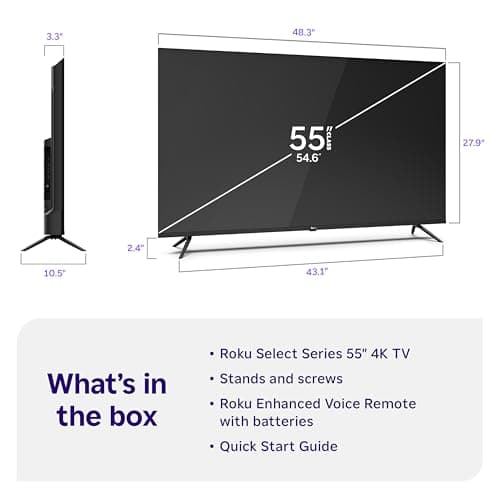 Roku Smart TV – 55-Inch Select Series, 4K HDR TV – Roku TV with Enhanced Voice Remote – Flat Screen LED Television with Wi-Fi for Streaming Live Local News, Sports, Family Entertainment 8