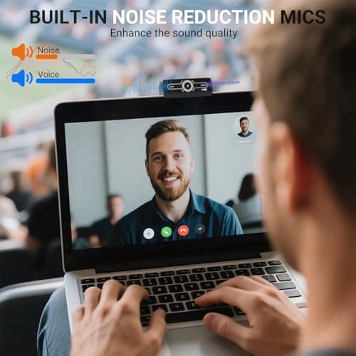 2K Webcam with Microphone, 1440P QHD Web Cam for Desktop Computer, Plug and Play USB Computer Camera for Laptop/PC, Streaming Web Camera with Auto Light Correction for Zoom/Teams/Skype, Mac/Windows 9